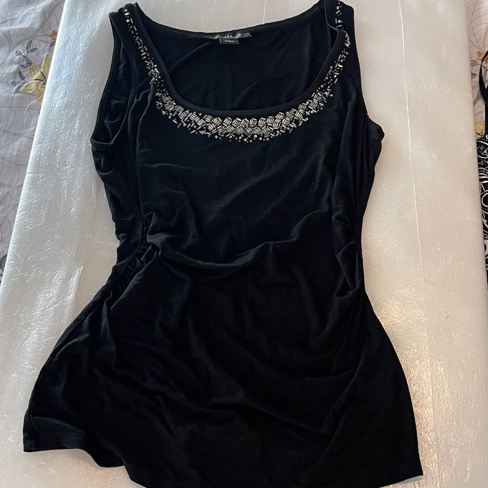 White House Black Market Embellished Scoop Neck Tank Top-Small